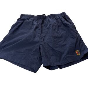 Vintage 90s NIKE Court Challenge Swoosh Logo Stretch Tennis Shorts Blue, Size XL